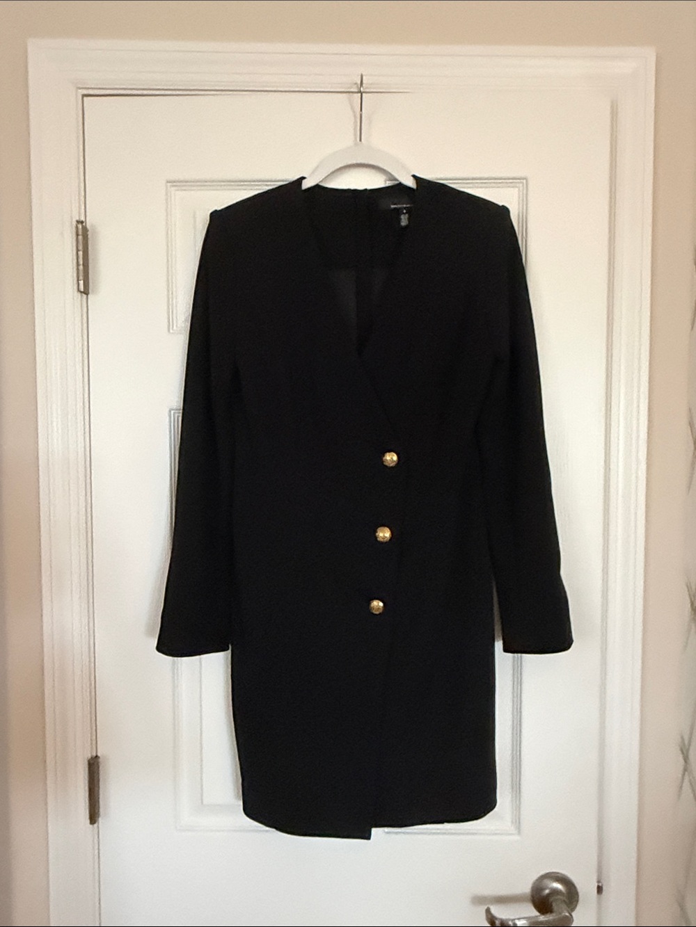 White House Black Market Black Blazer Dress with Gold Buttons